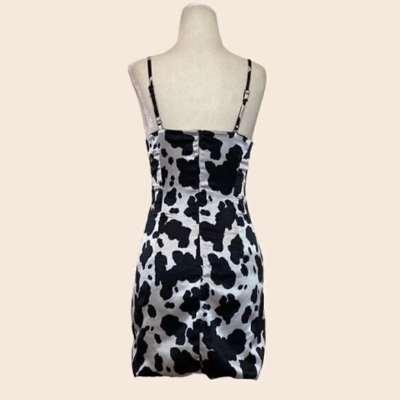 Wild Fable Black and Whit Cow Print Satin Mini Dress Size XS - Picture 4 of 12